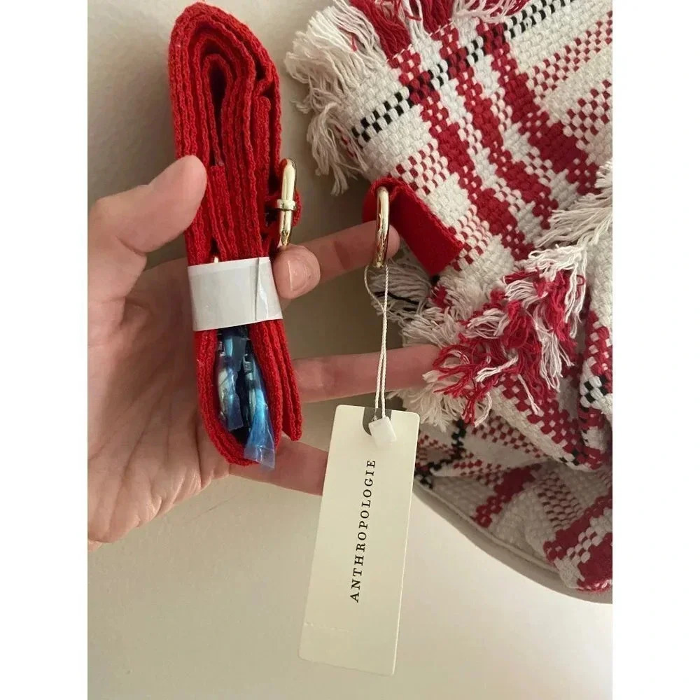 Anthropologie NWT Love Binetti Plaid Woven Tote Bag Large - Picture 8 of 9